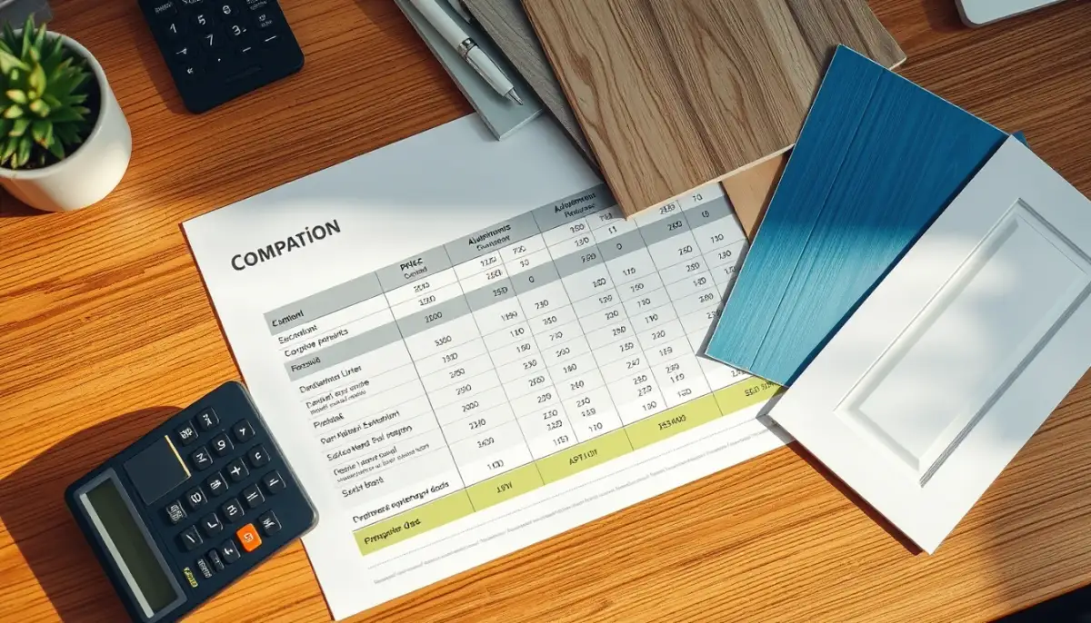 Comparaison de prix entre une porte en PVC et une porte en aluminium, avec échantillons de matériaux